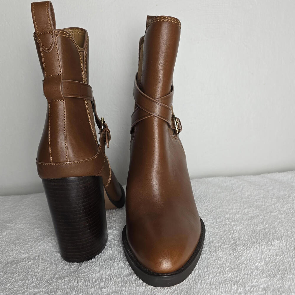 Coach Saddle Brown Jackson Bootie Boots Pull On Cognac Brown Size-10B - Picture 3 of 8